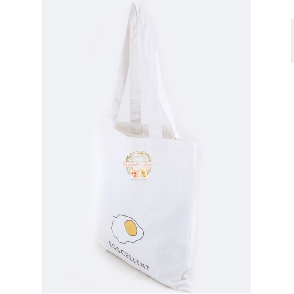 🚫SOLD🚫4/$23 Canvas Tote Bag "Eggcellent" - Picture 4 of 4